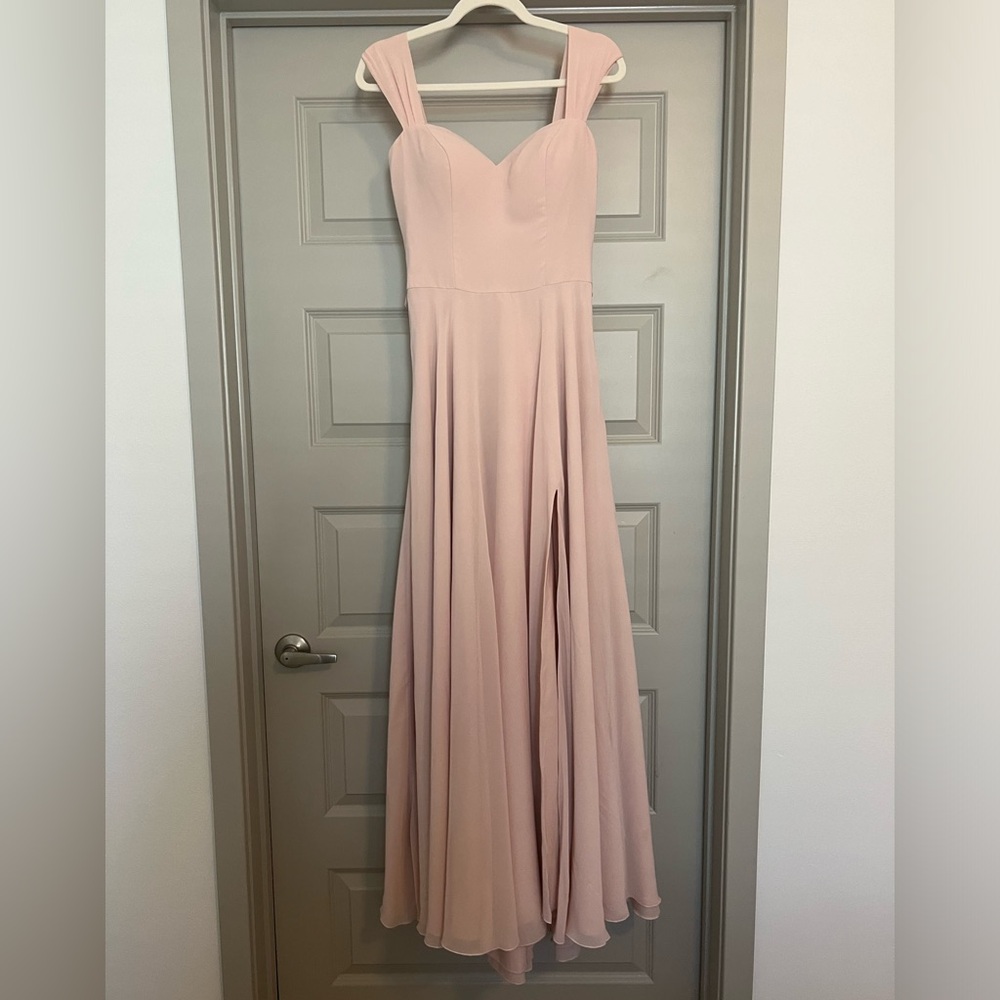 Soft blush pink bridesmaid dress formal gown